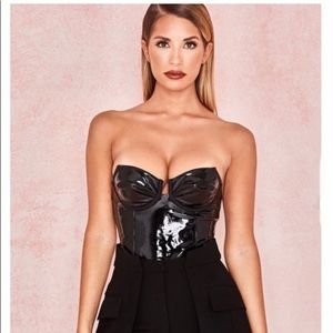 House of CB XS black latex bodysuit